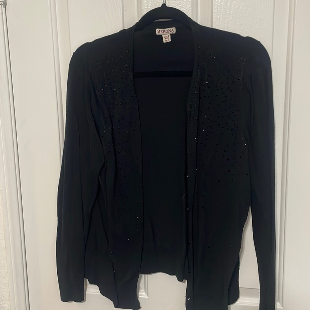 Black merona sweater with black rhinestones on front xxl